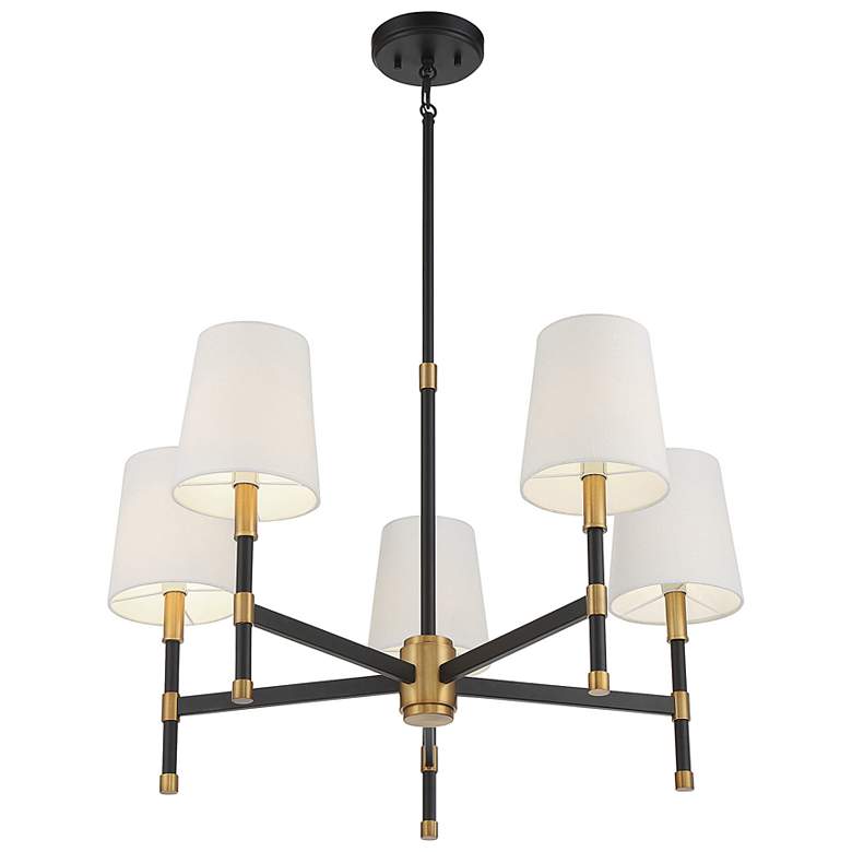Image 5 Brody 28" Wide Matte Black Warm Brass 5-Light Chandelier more views