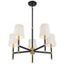 5_Brody 28" Wide Matte Black Warm Brass 5-Light Chandelier more views