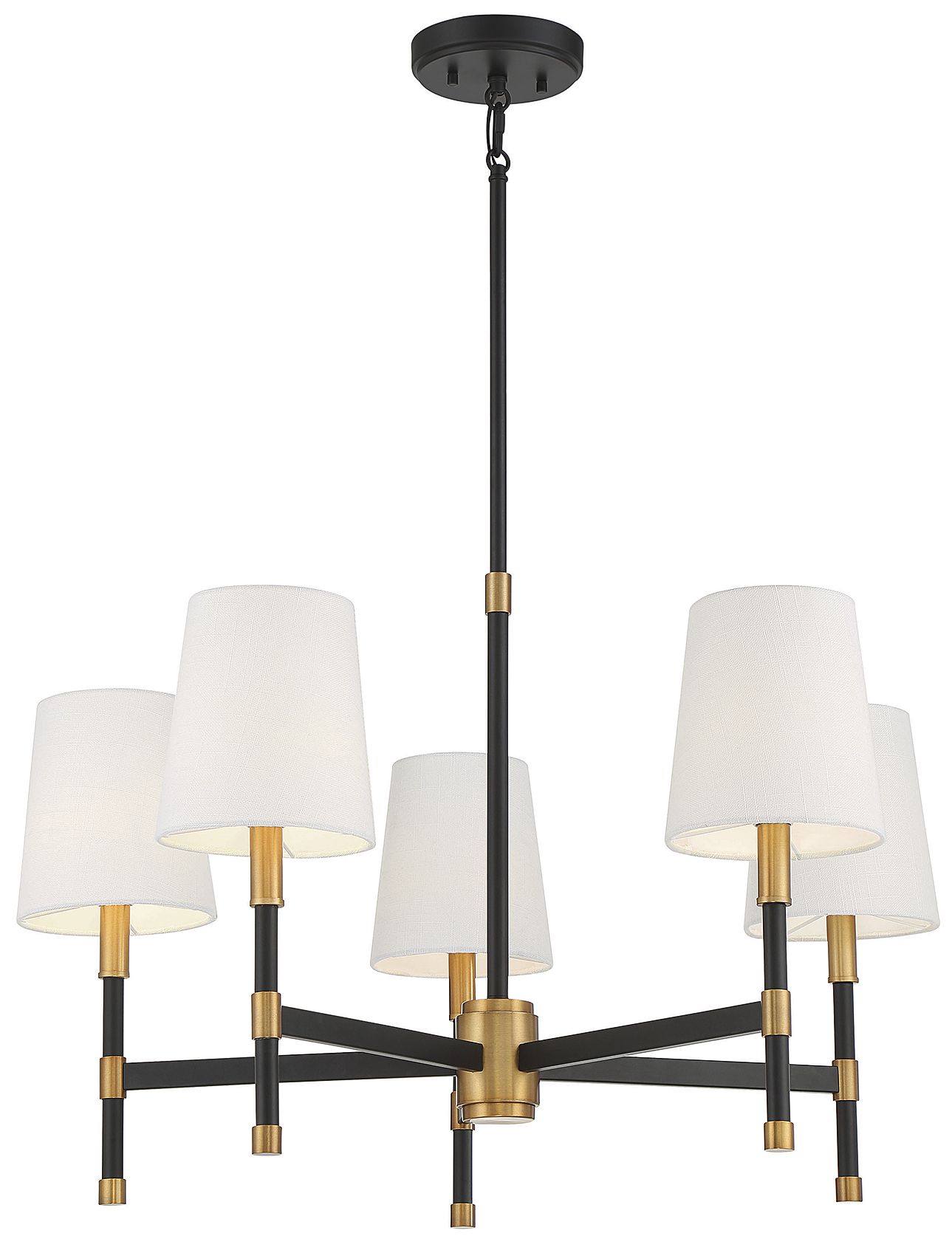 Image 3 Brody 5-Light Chandelier in Matte Black with Warm Brass Accents more views