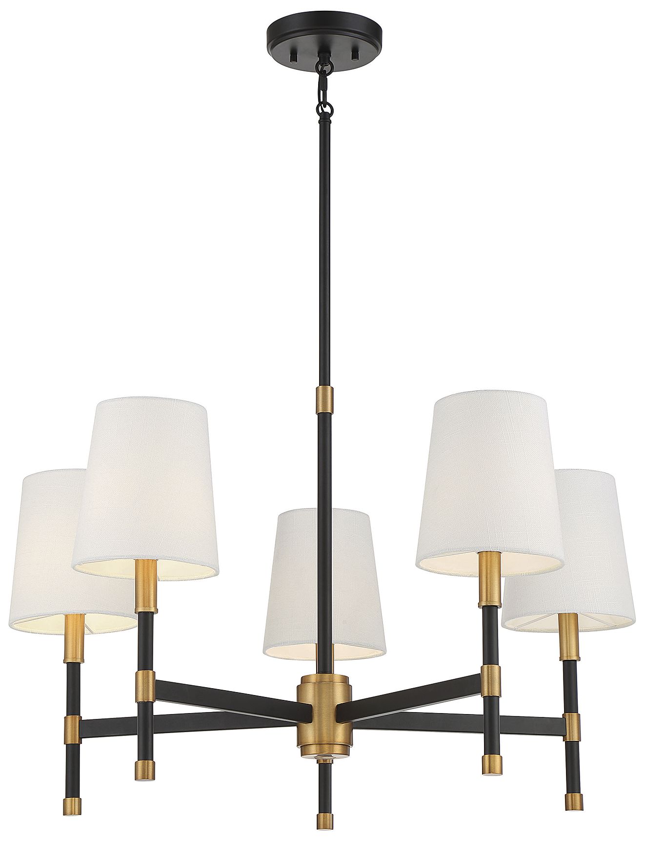 Image 4 Brody 5-Light Chandelier in Matte Black with Warm Brass Accents more views
