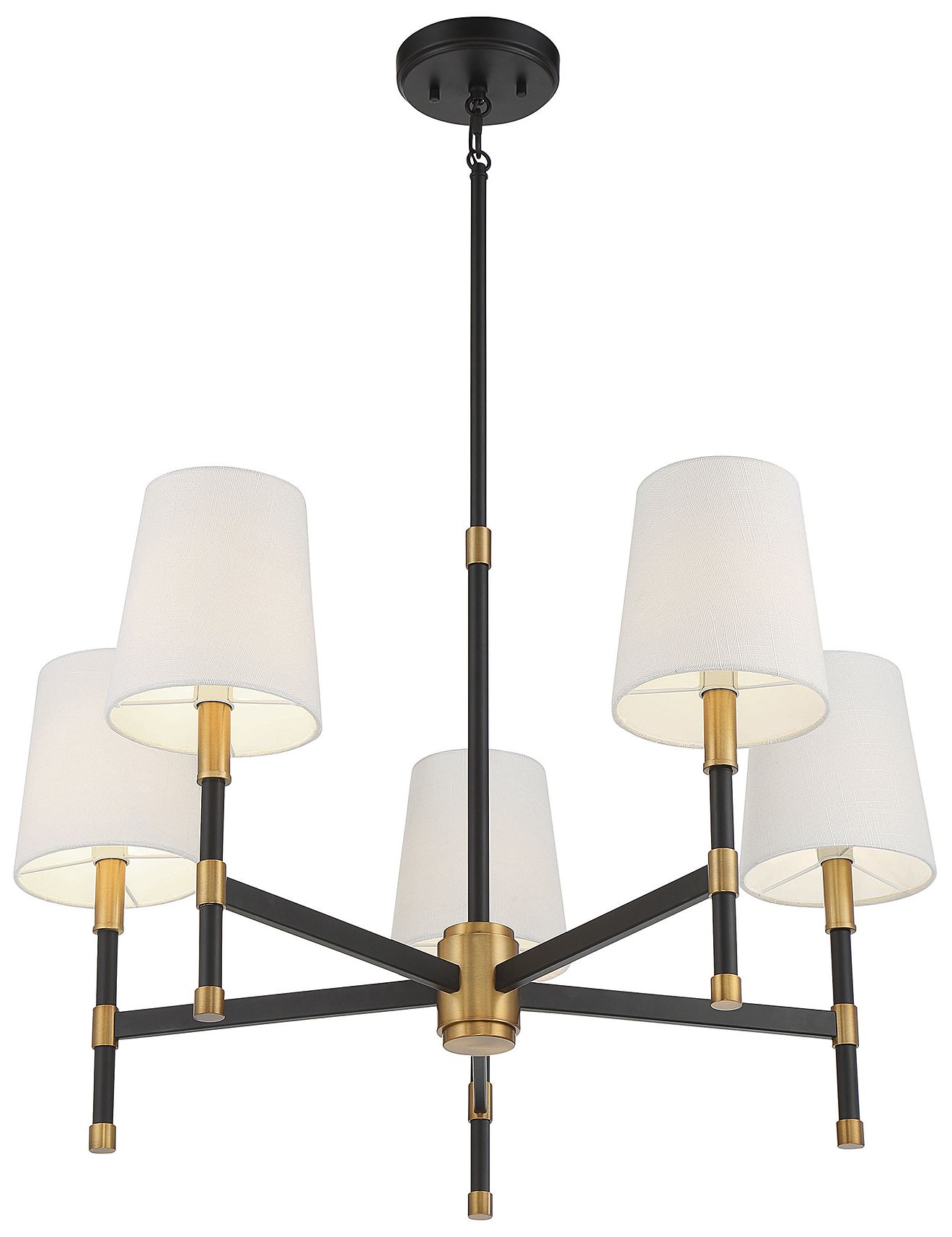 Image 5 Brody 5-Light Chandelier in Matte Black with Warm Brass Accents more views