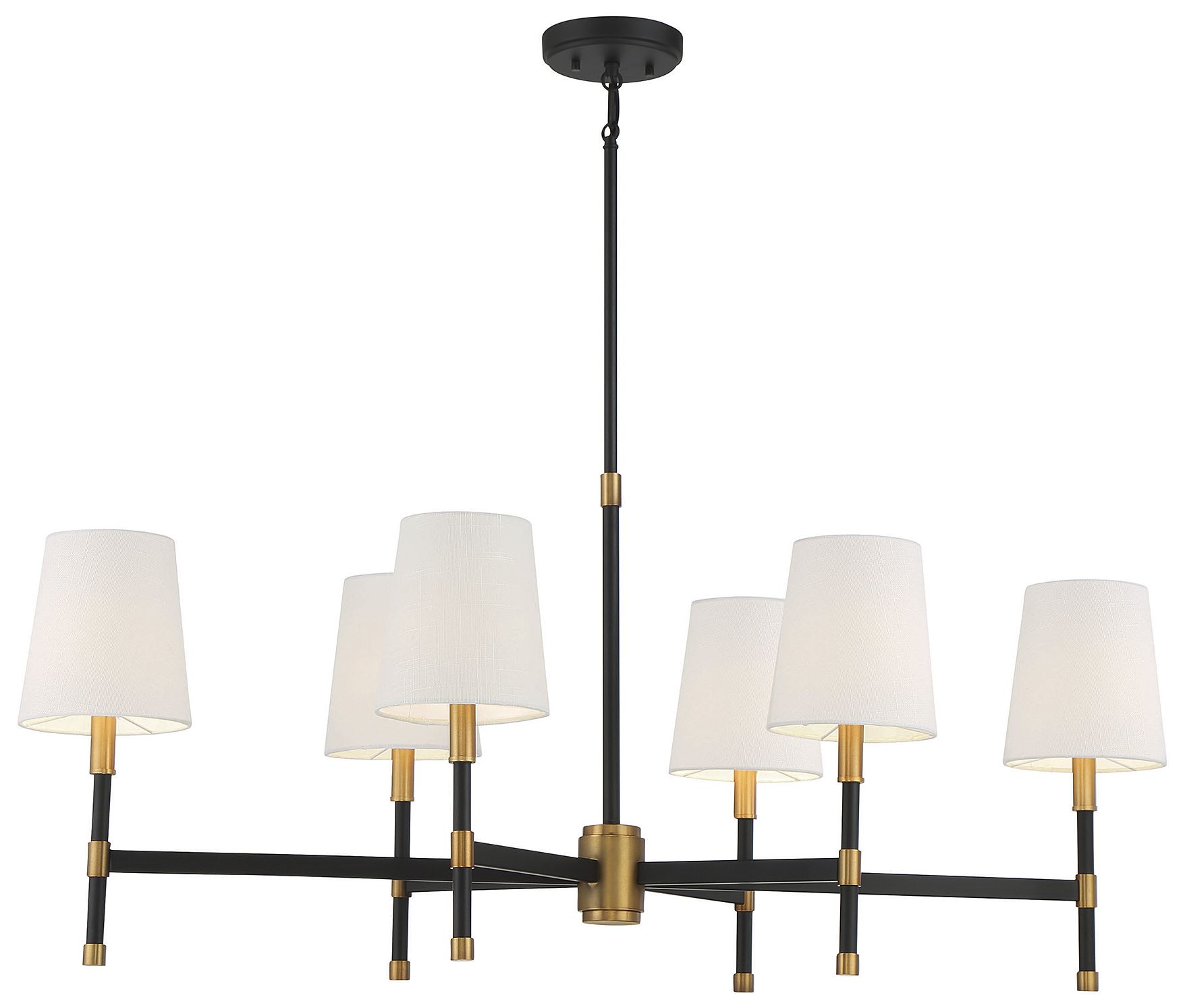 Brody 6-Light Linear Chandelier in Matte Black with Warm Brass Accents