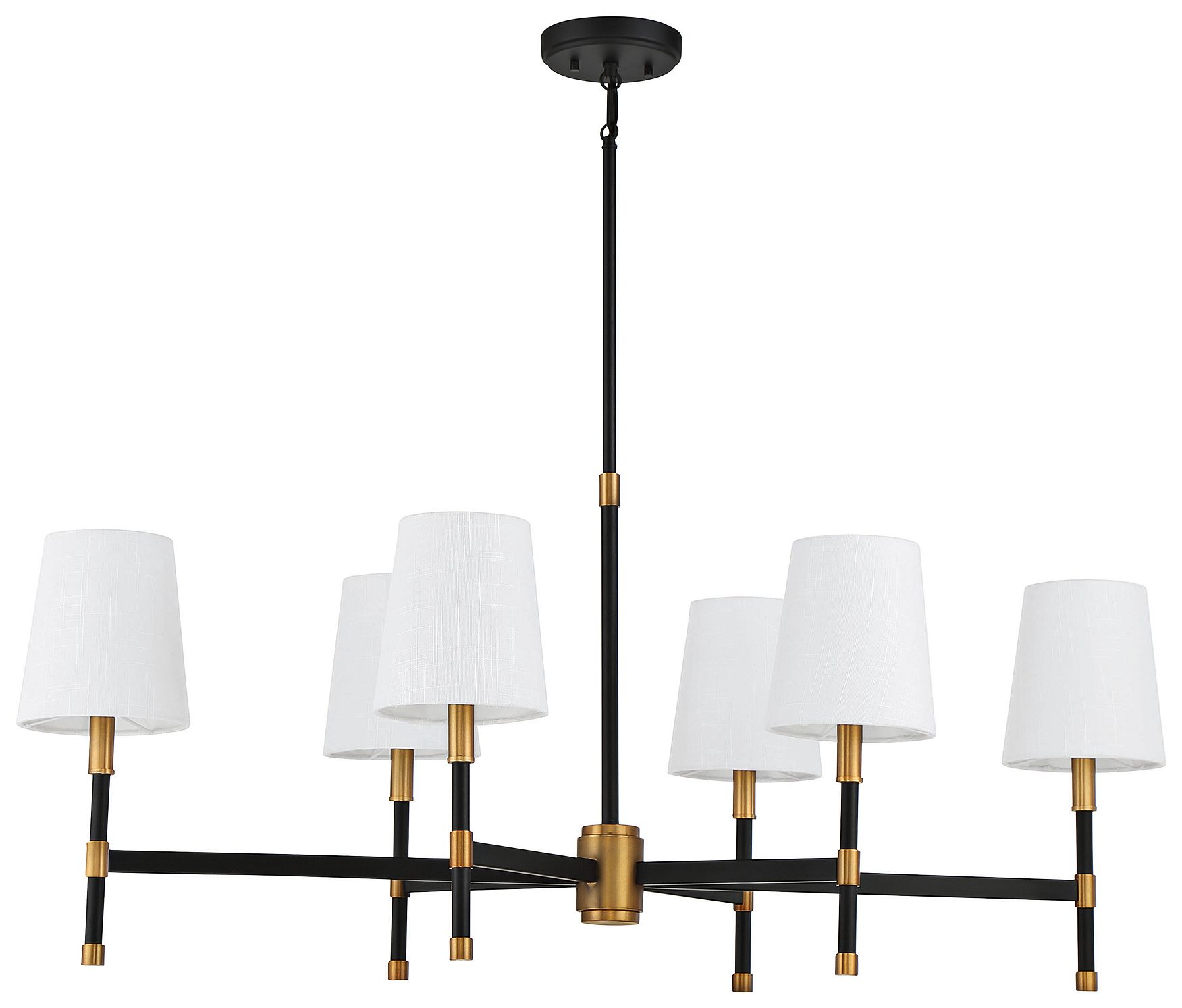 Image 4 Brody 6-Light Linear Chandelier in Matte Black with Warm Brass Accents more views