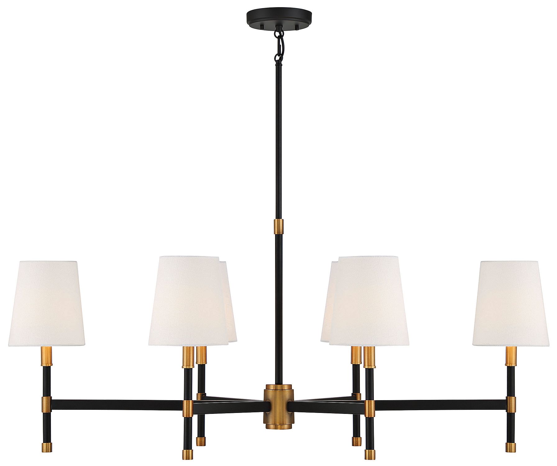 Image 5 Brody 6-Light Linear Chandelier in Matte Black with Warm Brass Accents more views