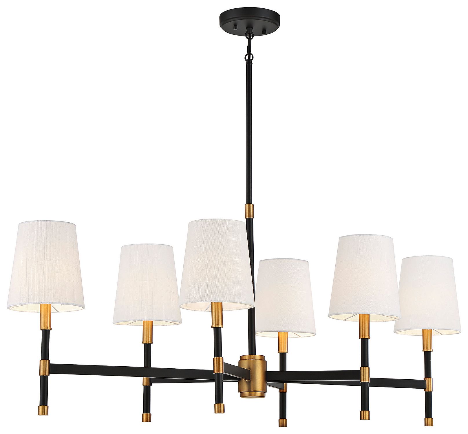 Image 6 Brody 6-Light Linear Chandelier in Matte Black with Warm Brass Accents more views