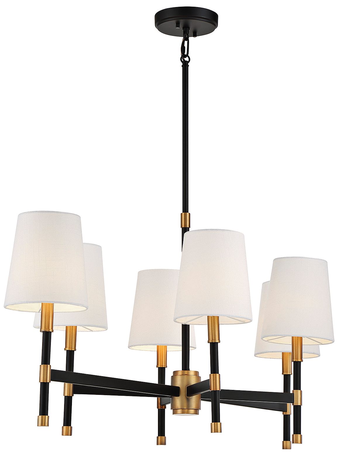 Image 7 Brody 6-Light Linear Chandelier in Matte Black with Warm Brass Accents more views