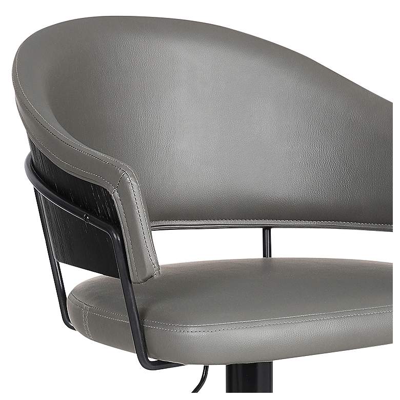Image 3 Brody Adjustable Swivel Barstool in Black Powder Coated, Gray Faux Leather more views