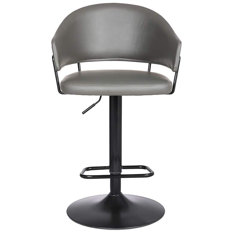 Image 4 Brody Adjustable Swivel Barstool in Black Powder Coated, Gray Faux Leather more views
