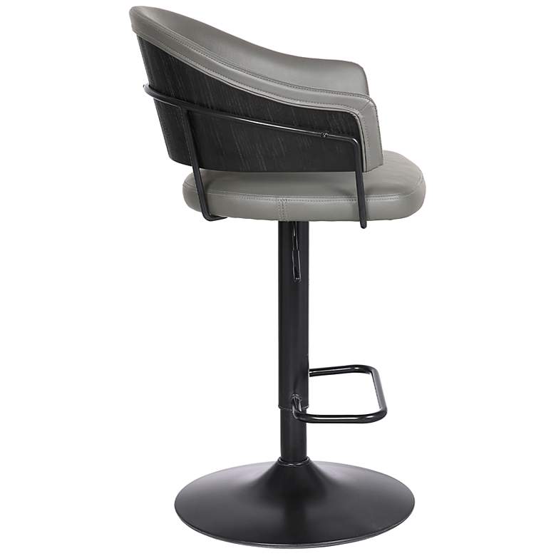 Image 5 Brody Adjustable Swivel Barstool in Black Powder Coated, Gray Faux Leather more views