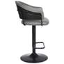 Brody Adjustable Swivel Barstool in Black Powder Coated, Gray Faux Leather