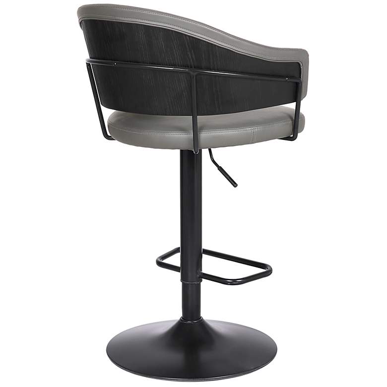 Image 6 Brody Adjustable Swivel Barstool in Black Powder Coated, Gray Faux Leather more views