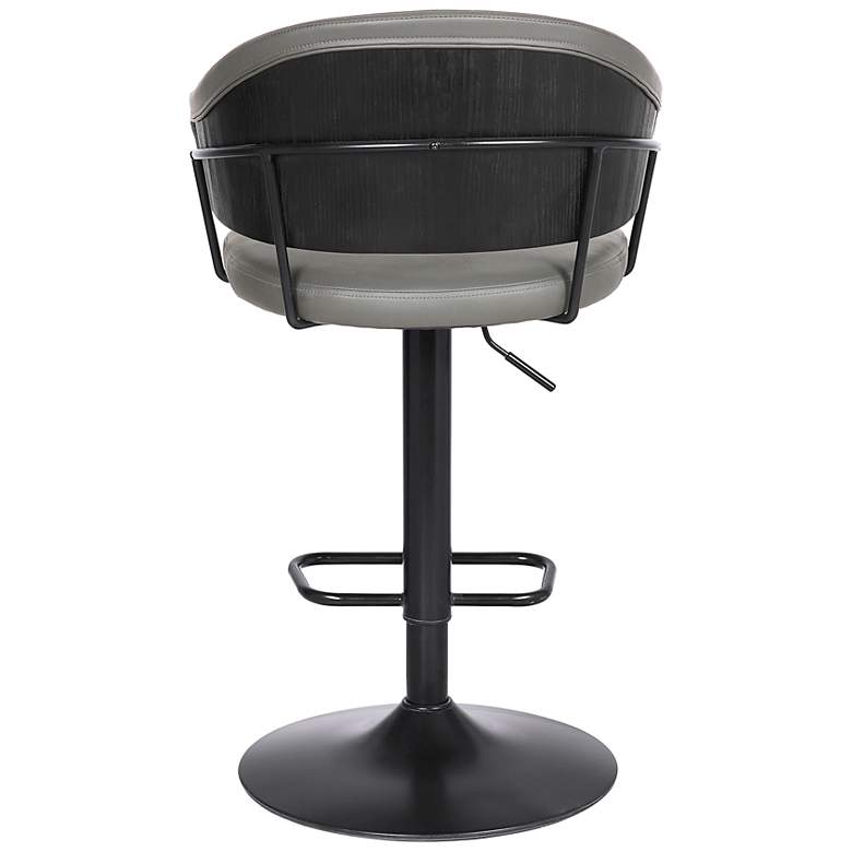 Image 7 Brody Adjustable Swivel Barstool in Black Powder Coated, Gray Faux Leather more views