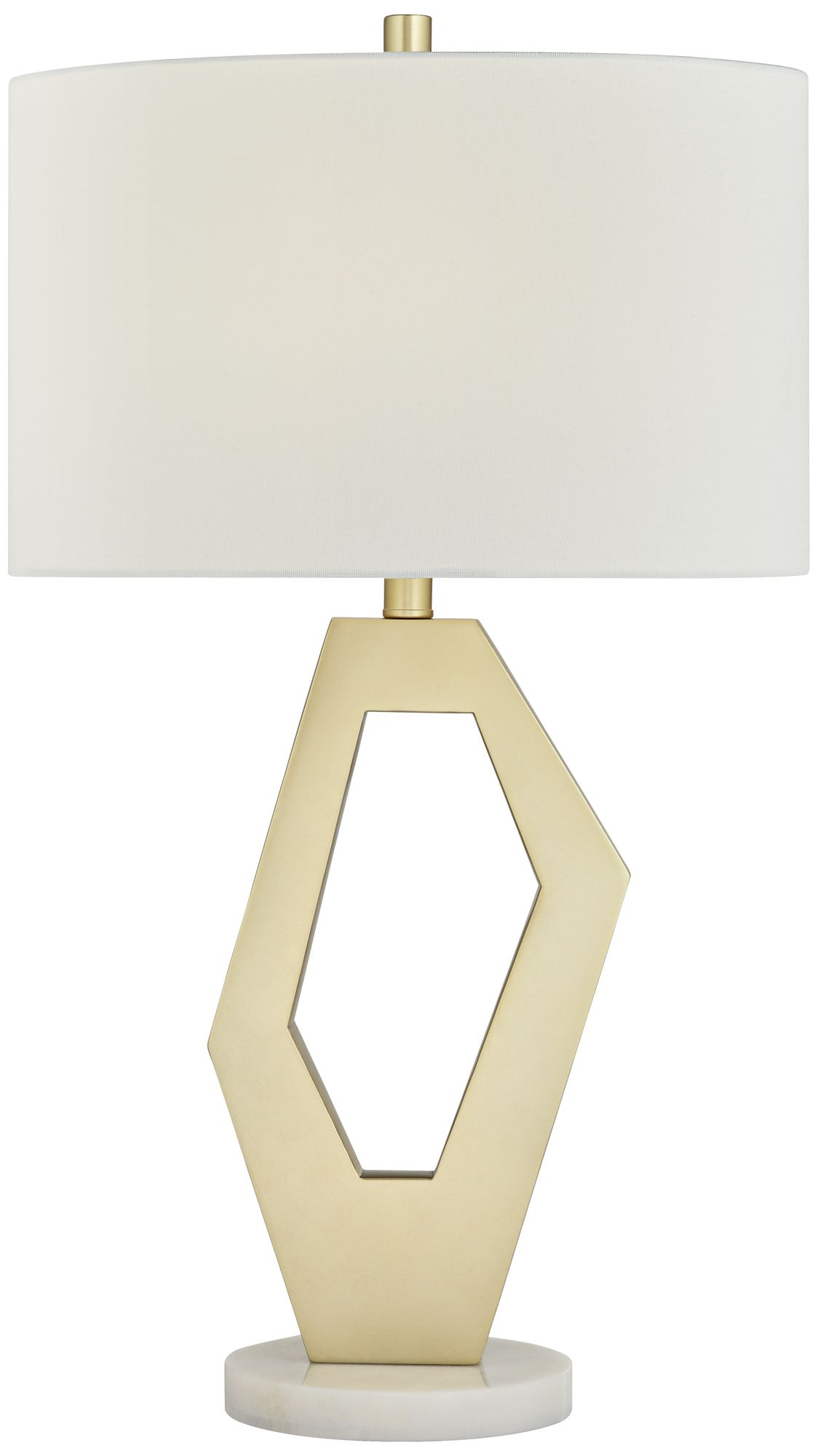 geometric with marble accent lamp brass