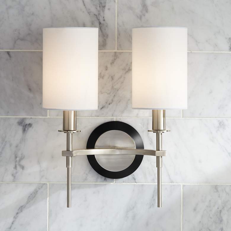 Image 1 Broeder 15 1/2" High Brushed Nickel 2-Light Wall Sconce