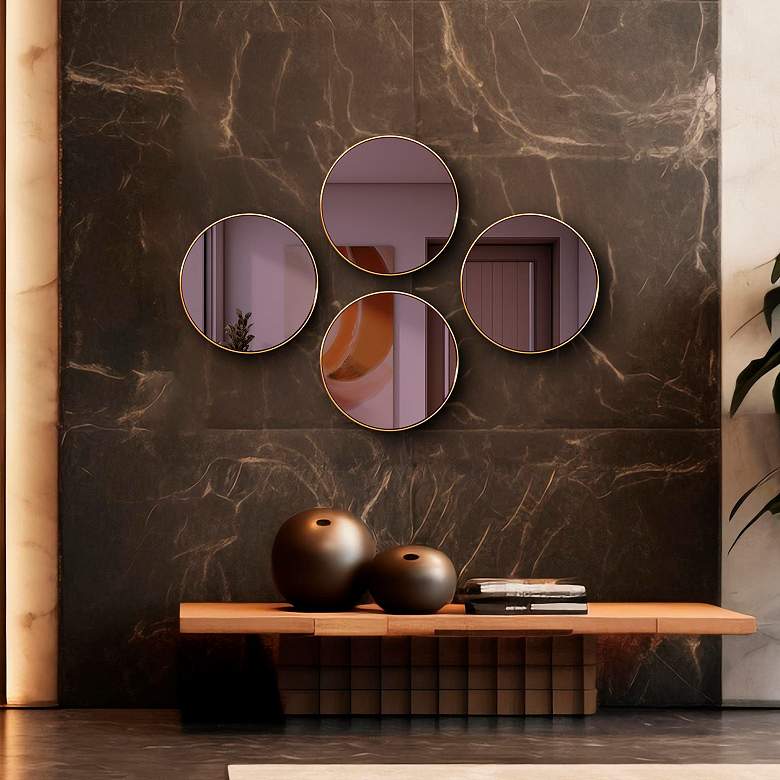Image 3 Broidy Gold 18" x 18" Decorative Wall Mirror w/ Purple Glass more views