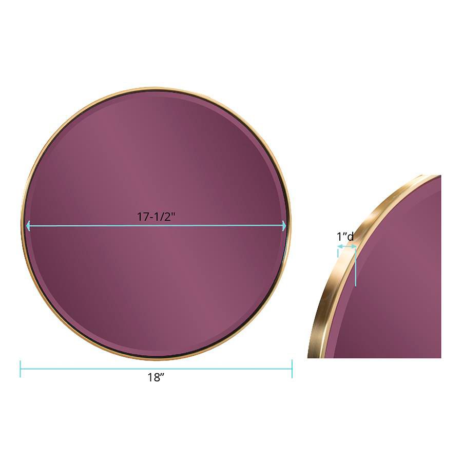 Broidy Gold 18" x 18" Decorative Wall Mirror w/ Purple Glass