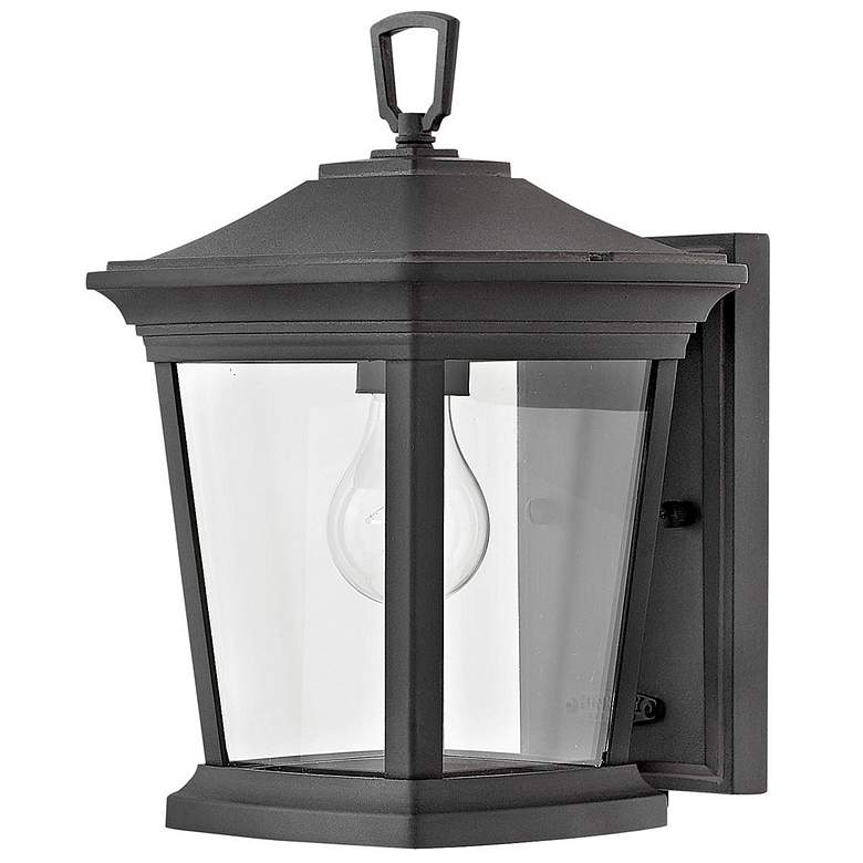 Image 1 Bromley 11.8 inch High Black Finish Small Outdoor Wall Lantern Light