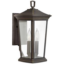 Bromley 15 1/4&quot; High Clear Glass Oil Rubbed Bronze Outdoor Wall Light