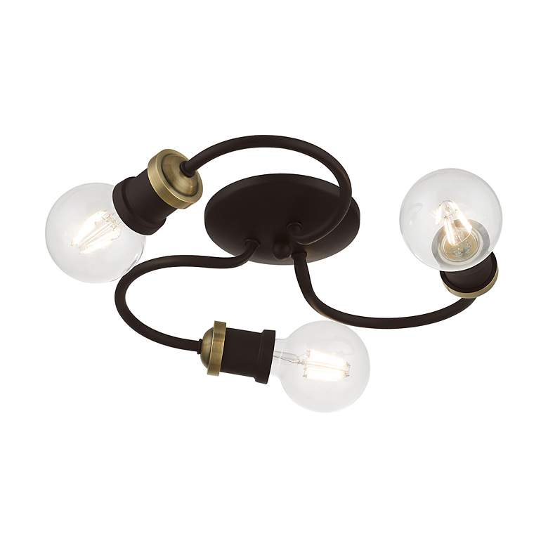Image 6 Bromley 3 Light Bronze with Antique Brass Accents Flush Mount more views