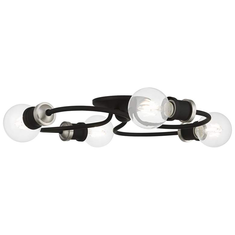 Image 1 Bromley 4 Light Black with Brushed Nickel Accents Large Flush Mount