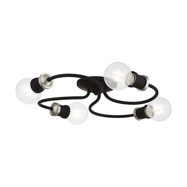 Image 6 Bromley 4 Light Black with Brushed Nickel Accents Large Flush Mount more views