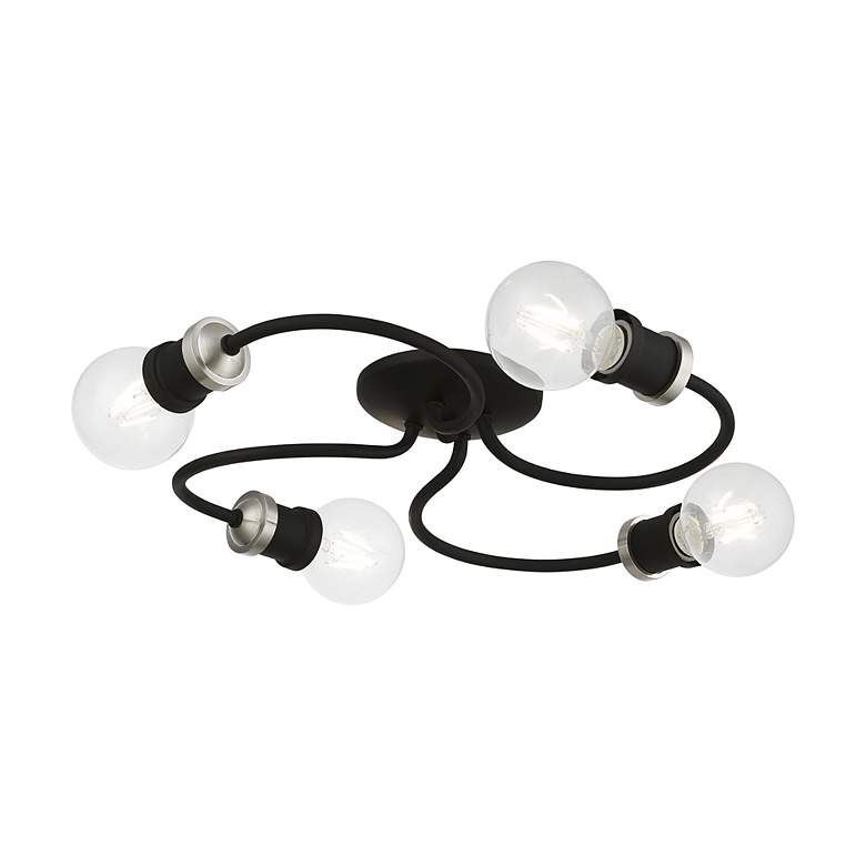 Image 7 Bromley 4 Light Black with Brushed Nickel Accents Large Flush Mount more views