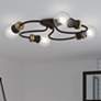 Thumbnail1 of Bromley 4 Light Bronze with Antique Brass Accents Large Flush Mount