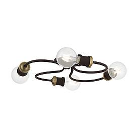 Image5 of Bromley 4 Light Bronze with Antique Brass Accents Large Flush Mount more views