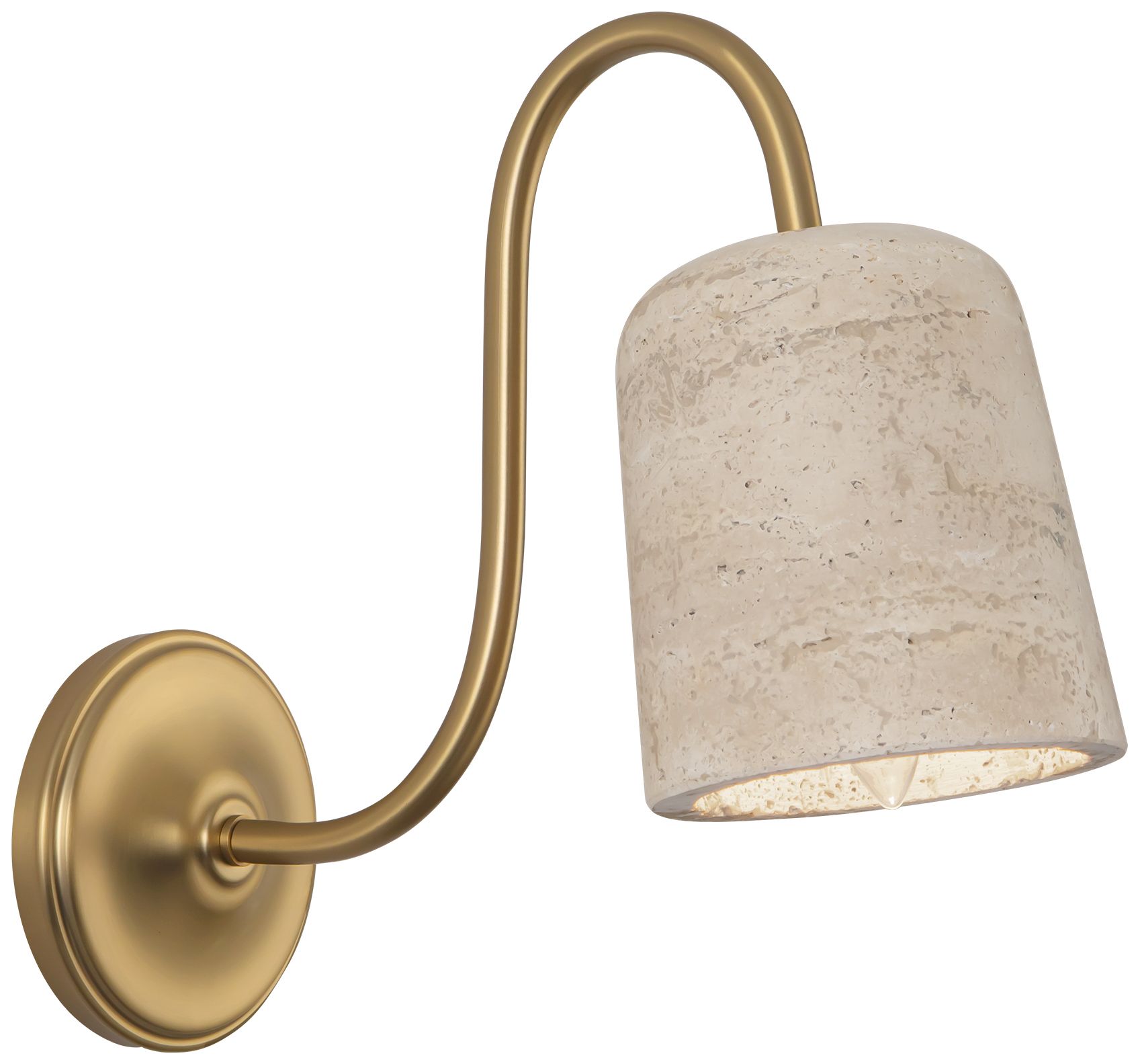 Thumbnail2 of Bromley 5-in Brushed Gold Wall/Vanity Light with Natural Travertine Shade