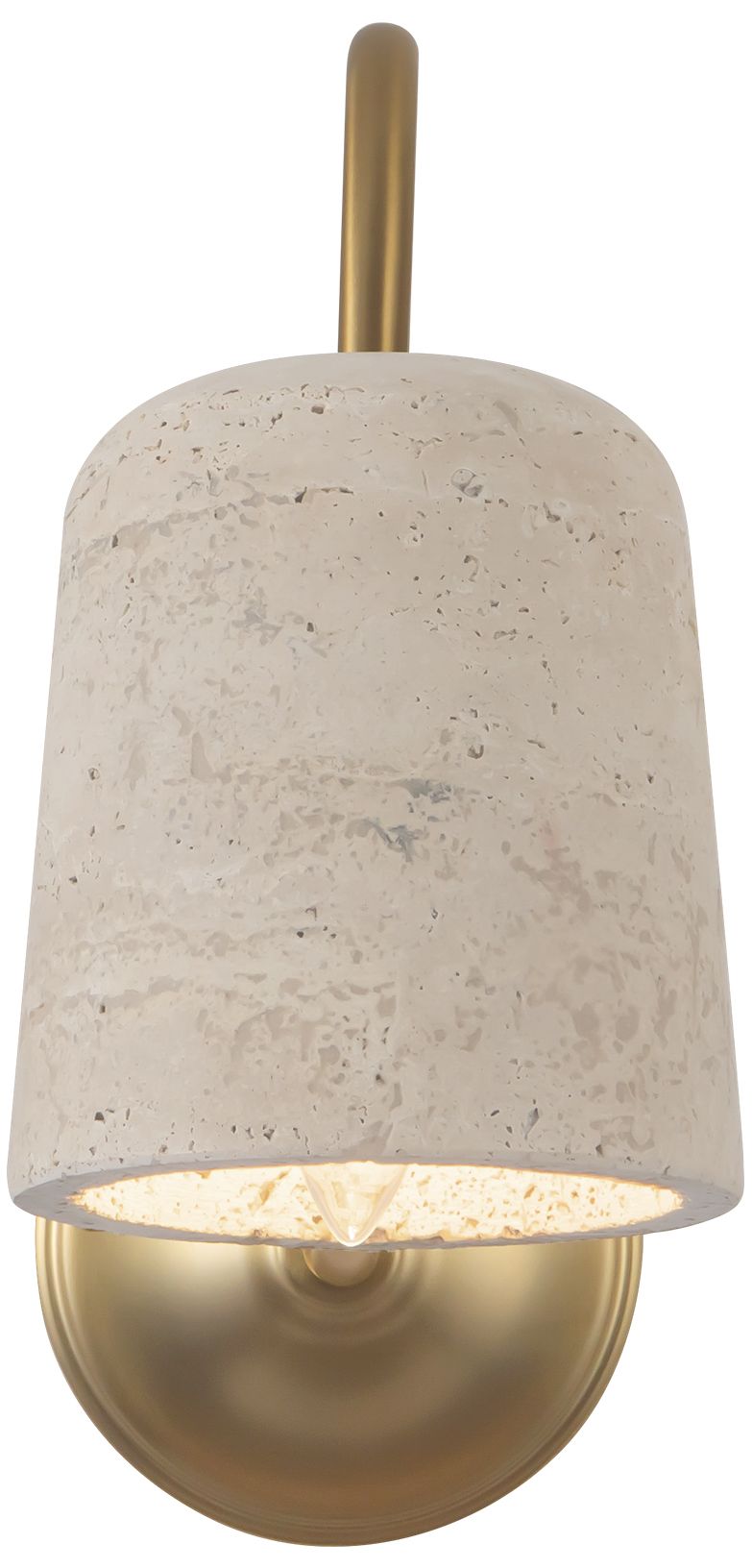 Thumbnail3 of Bromley 5-in Brushed Gold Wall/Vanity Light with Natural Travertine Shade more views