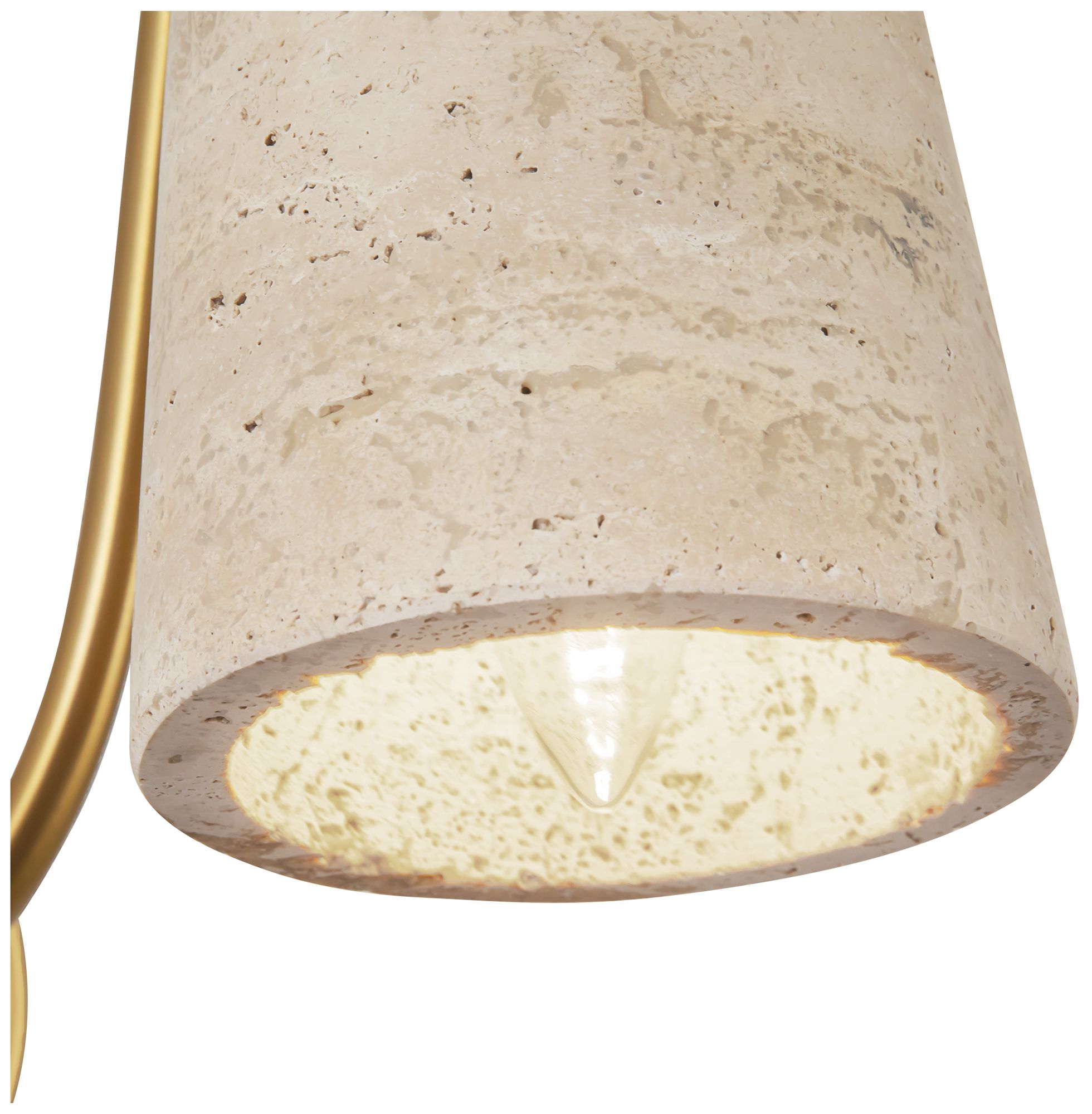 Thumbnail4 of Bromley 5-in Brushed Gold Wall/Vanity Light with Natural Travertine Shade more views