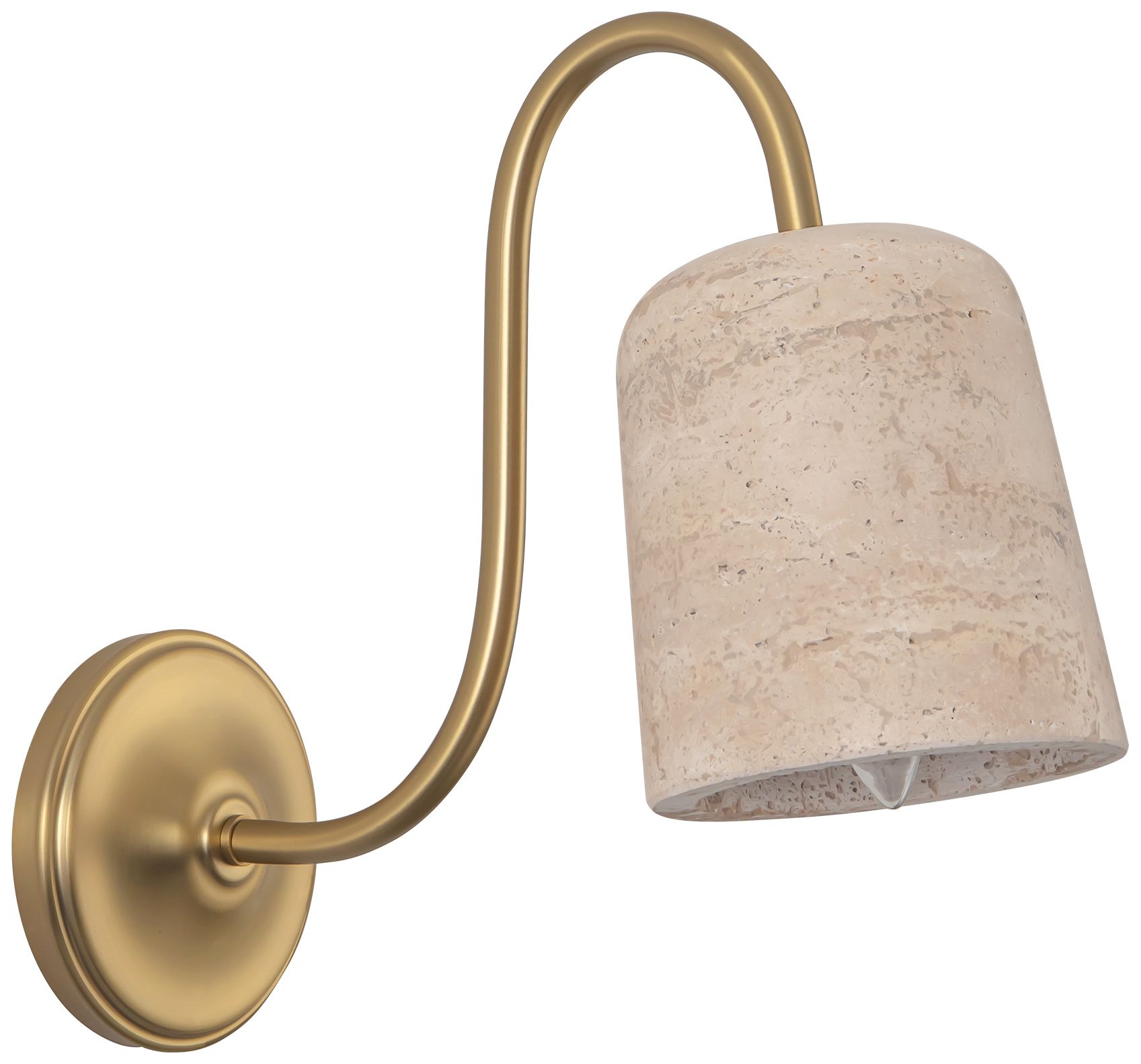 Bromley 5-in Brushed Gold Wall/Vanity Light with Natural Travertine Shade