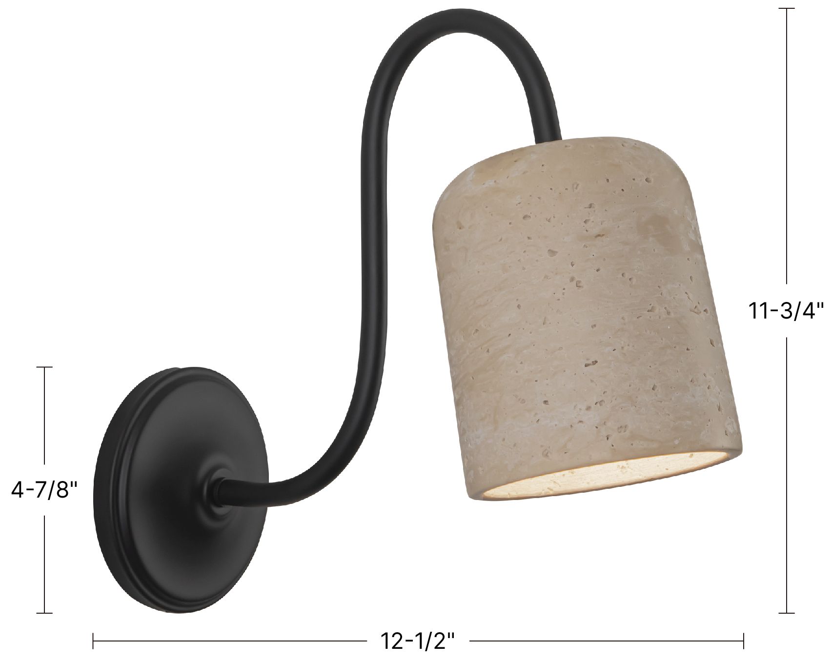 Bromley 5-in Brushed Gold Wall/Vanity Light with Natural Travertine Shade