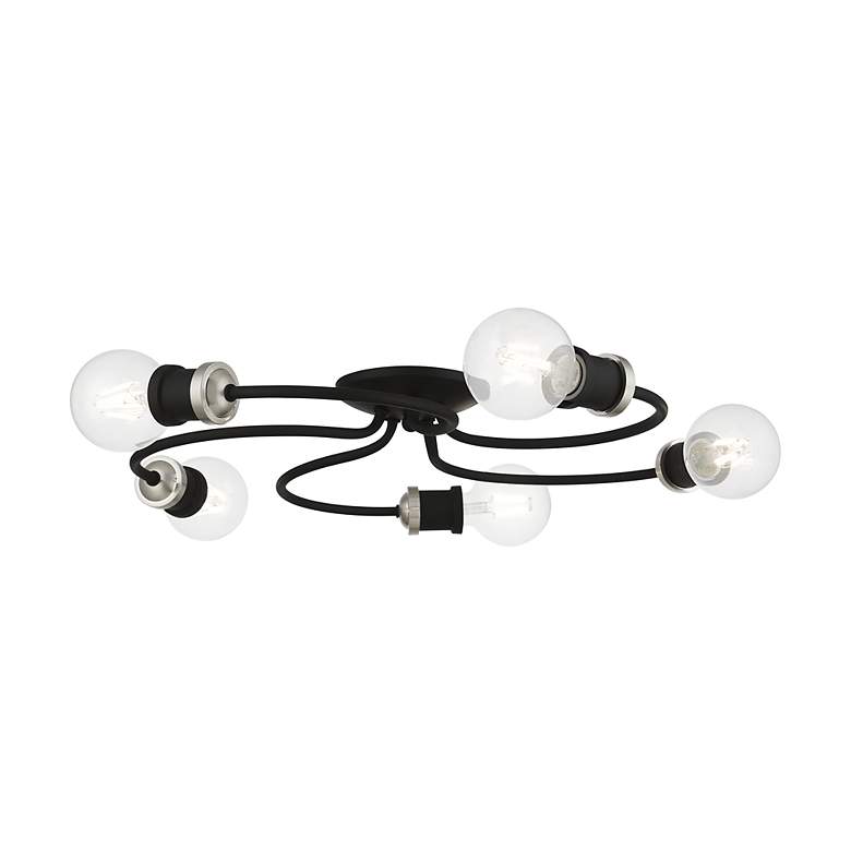 Image 4 Bromley 5 Light Black with Brushed Nickel Accents Large Flush Mount more views