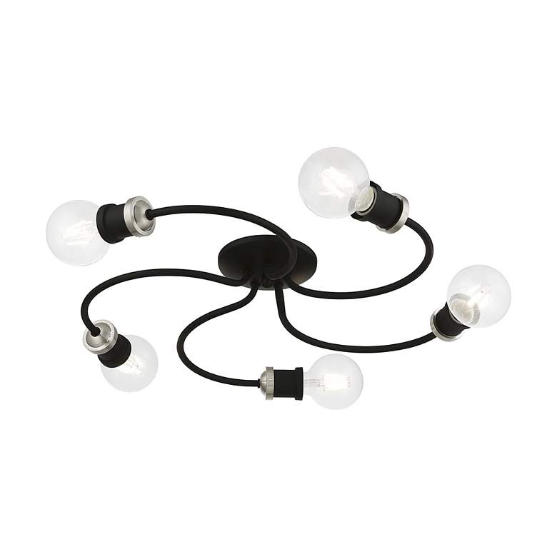 Image 6 Bromley 5 Light Black with Brushed Nickel Accents Large Flush Mount more views