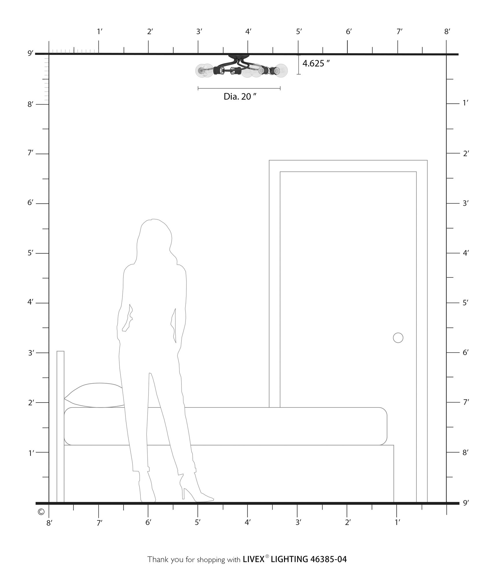 Bromley 5 Light Black with Brushed Nickel Accents Large Flush Mount