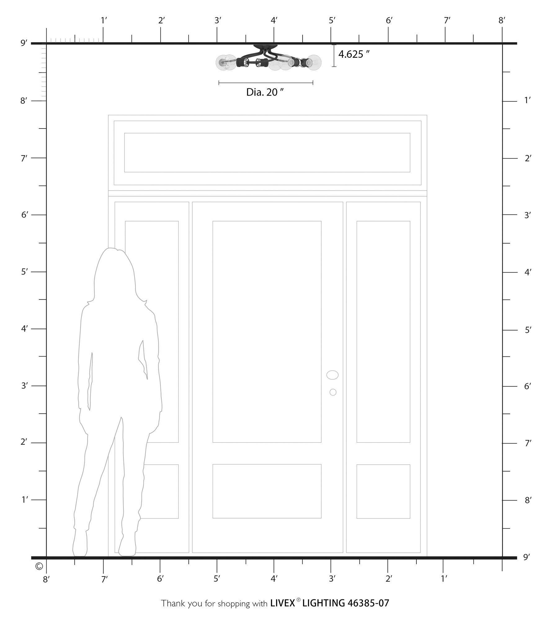 Bromley 5 Light Bronze with Antique Brass Accents Large Flush Mount