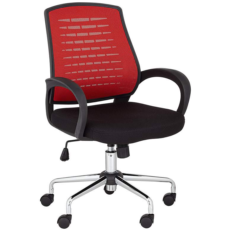 Image 1 Brompton Red Mesh Back Adjustable Office Chair
