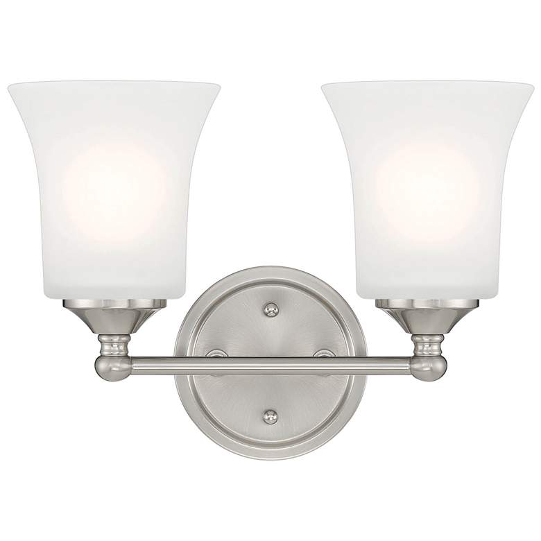Image 1 Bronson 13.25" Wide 2-Light Brushed Nickel Transitional Vanity Light B