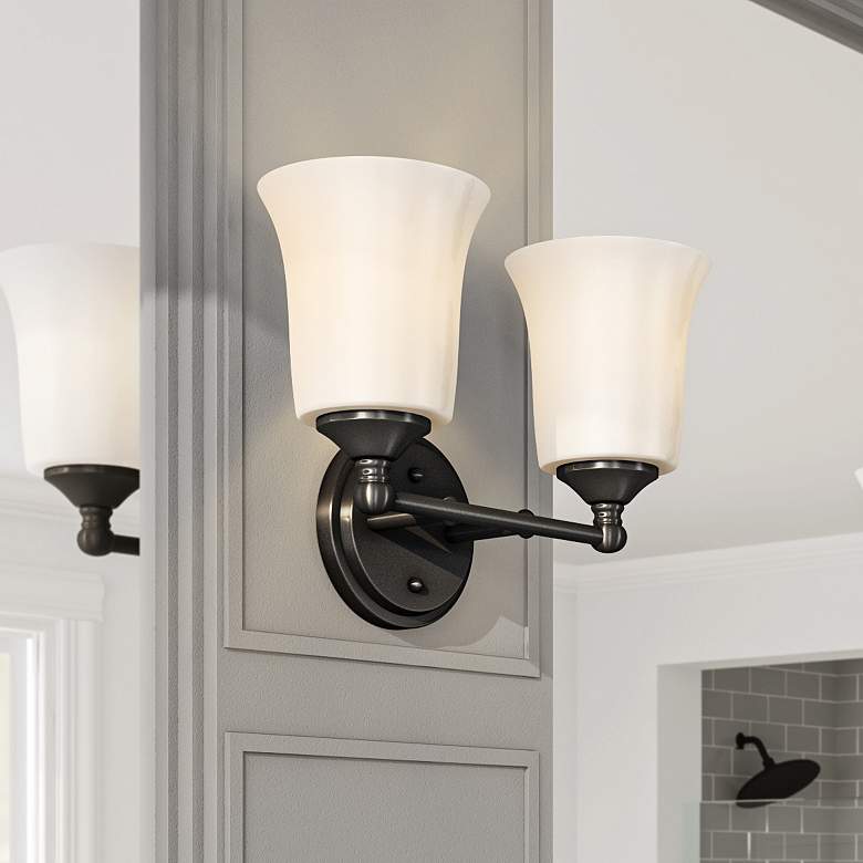 Image 1 Bronson 13.25" Wide 2-Light Matte Black Transitional Vanity Light Bar