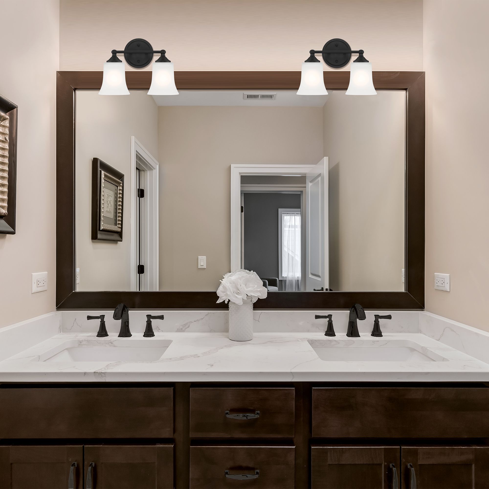 Image 4 Bronson 13.25" Wide 2-Light Matte Black Transitional Vanity Light Bar more views