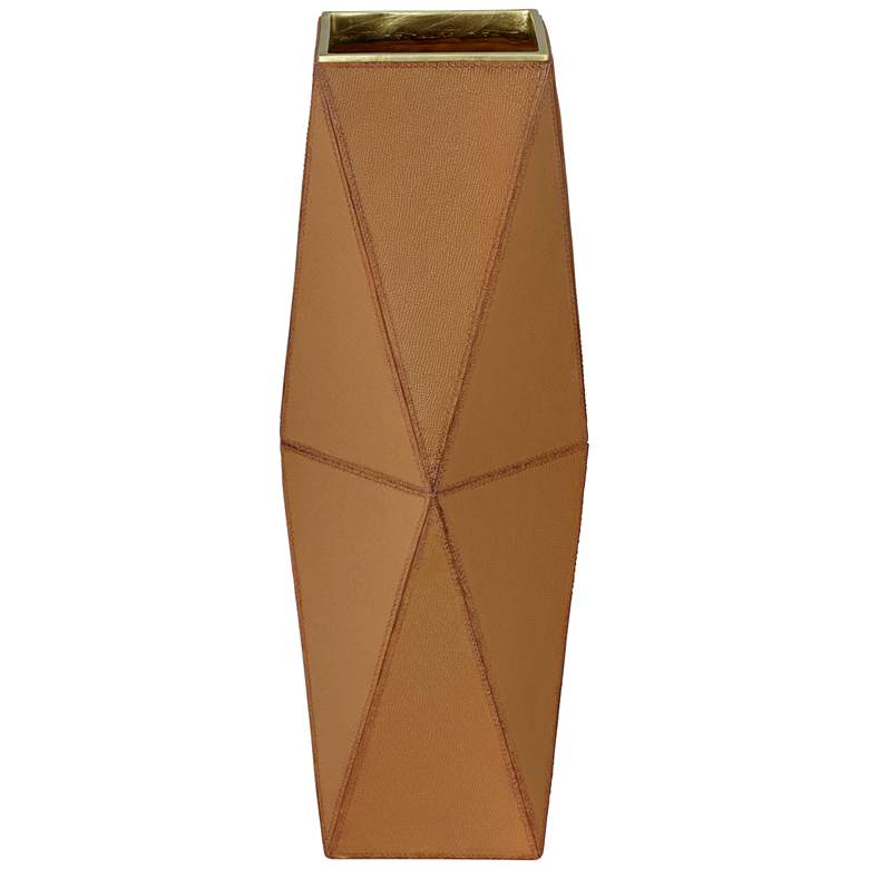 Image 1 Bronson 18" Brown Leather Hexagon Vase
