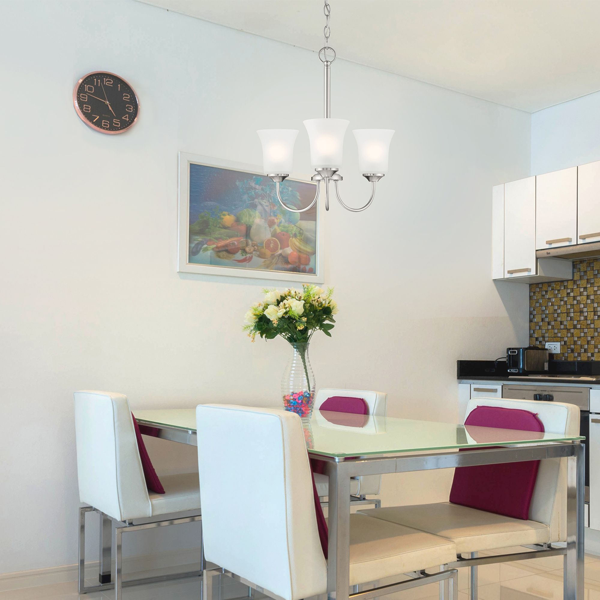 Image 4 Bronson 18" Wide Brushed Nickel 3 Light Chandelier more views