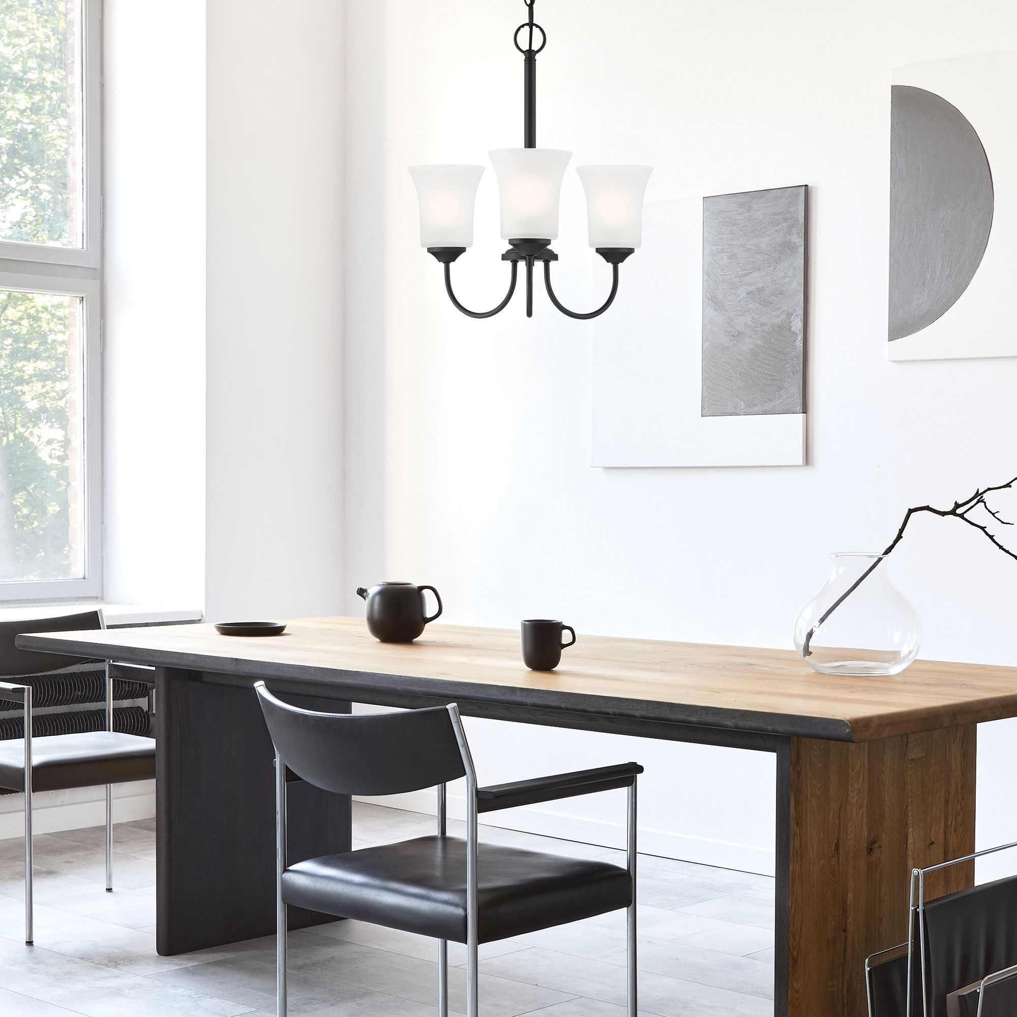 Bronson 18" Wide Matte Black 3 Light Chandelier Image 5