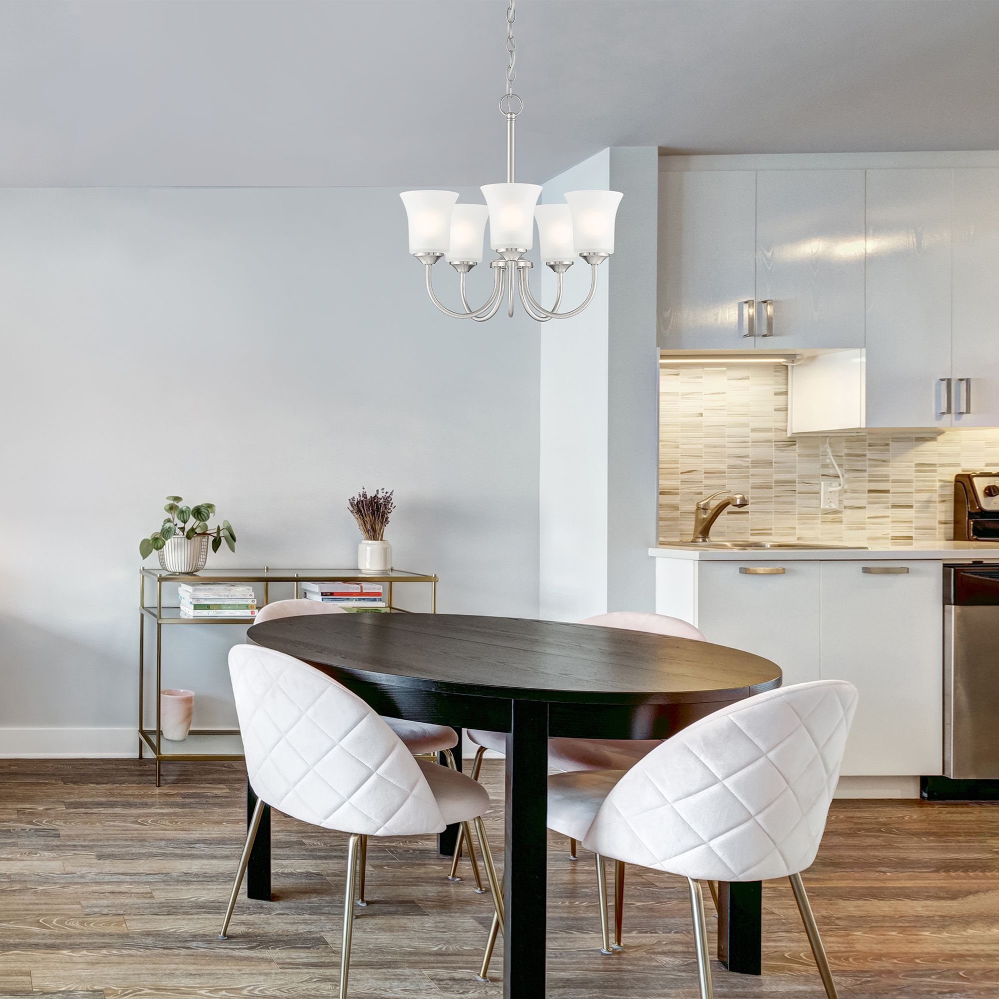 Image 4 Bronson 20.25" Wide Brushed Nickel 5 Light Chandelier more views