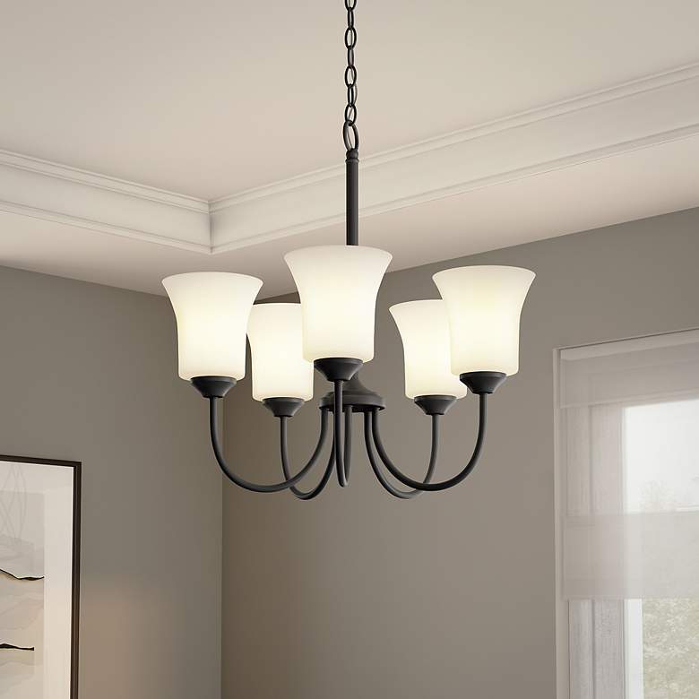 Image 1 Bronson 20.25" Wide Matte Black 5 Light Chandelier