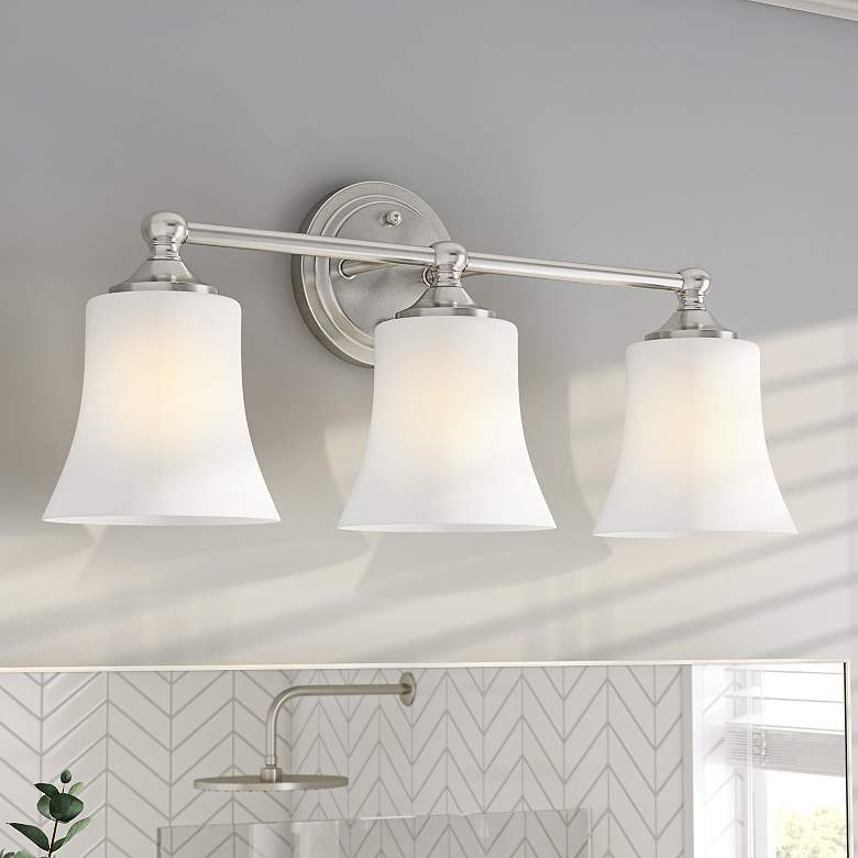Image 1 Bronson 23" Wide 3-Light Brushed Nickel Transitional Vanity Light Bar