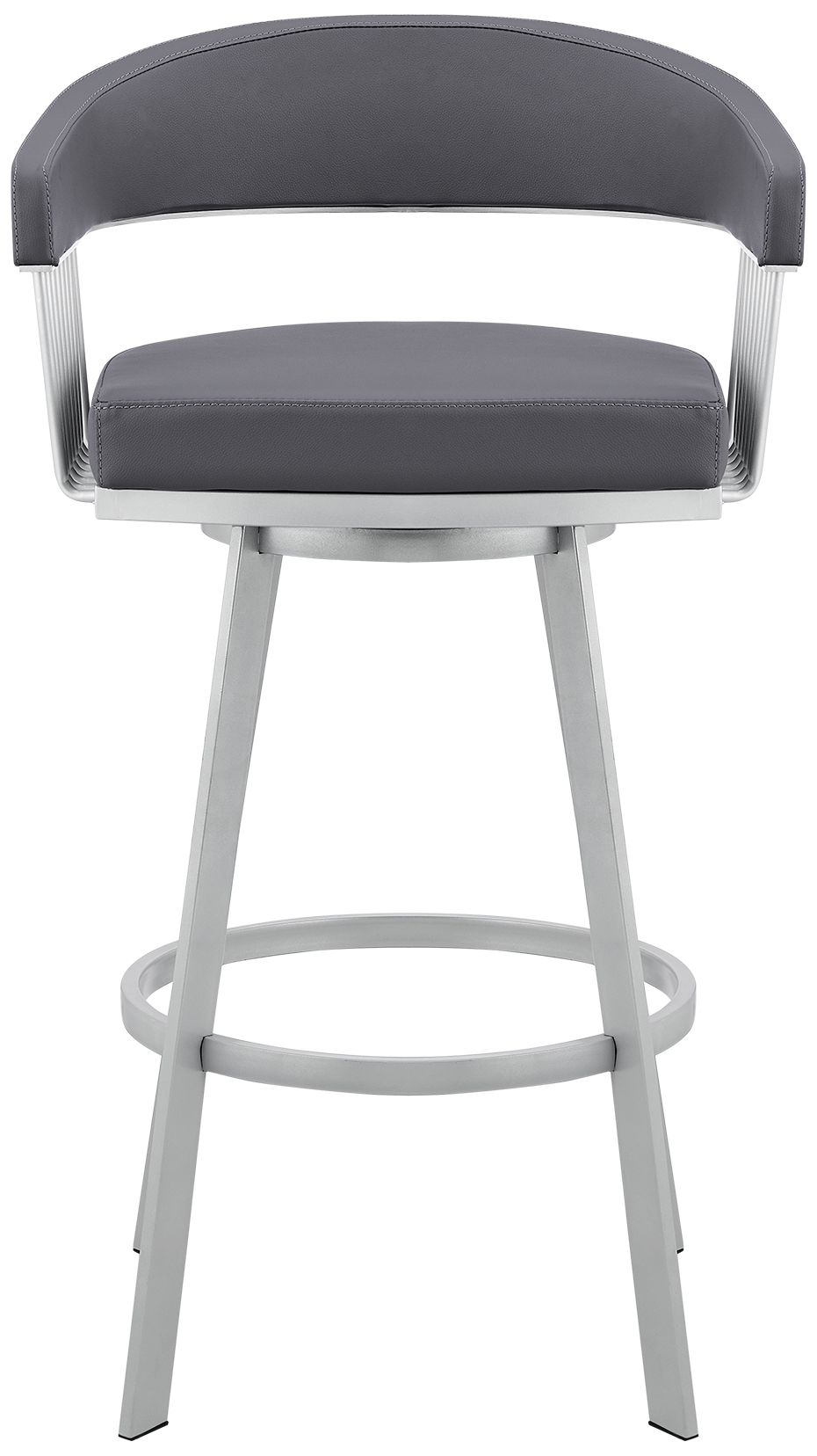 Image 3 Bronson 25 in. Barstool in Silver Finish with Slate Grey Faux Leather more views