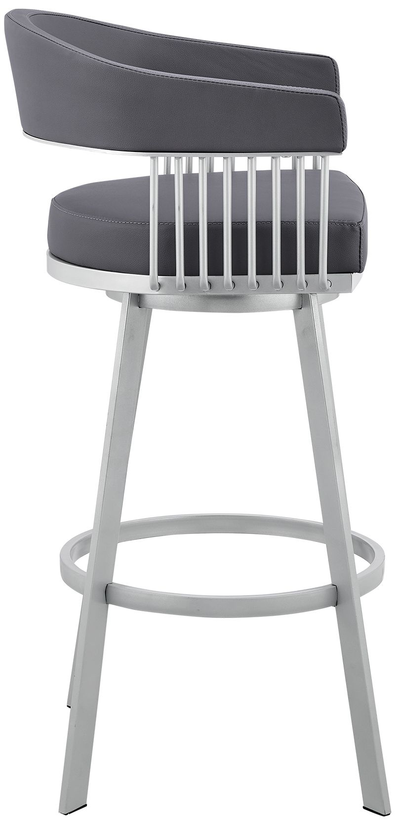 Image 4 Bronson 25 in. Barstool in Silver Finish with Slate Grey Faux Leather more views