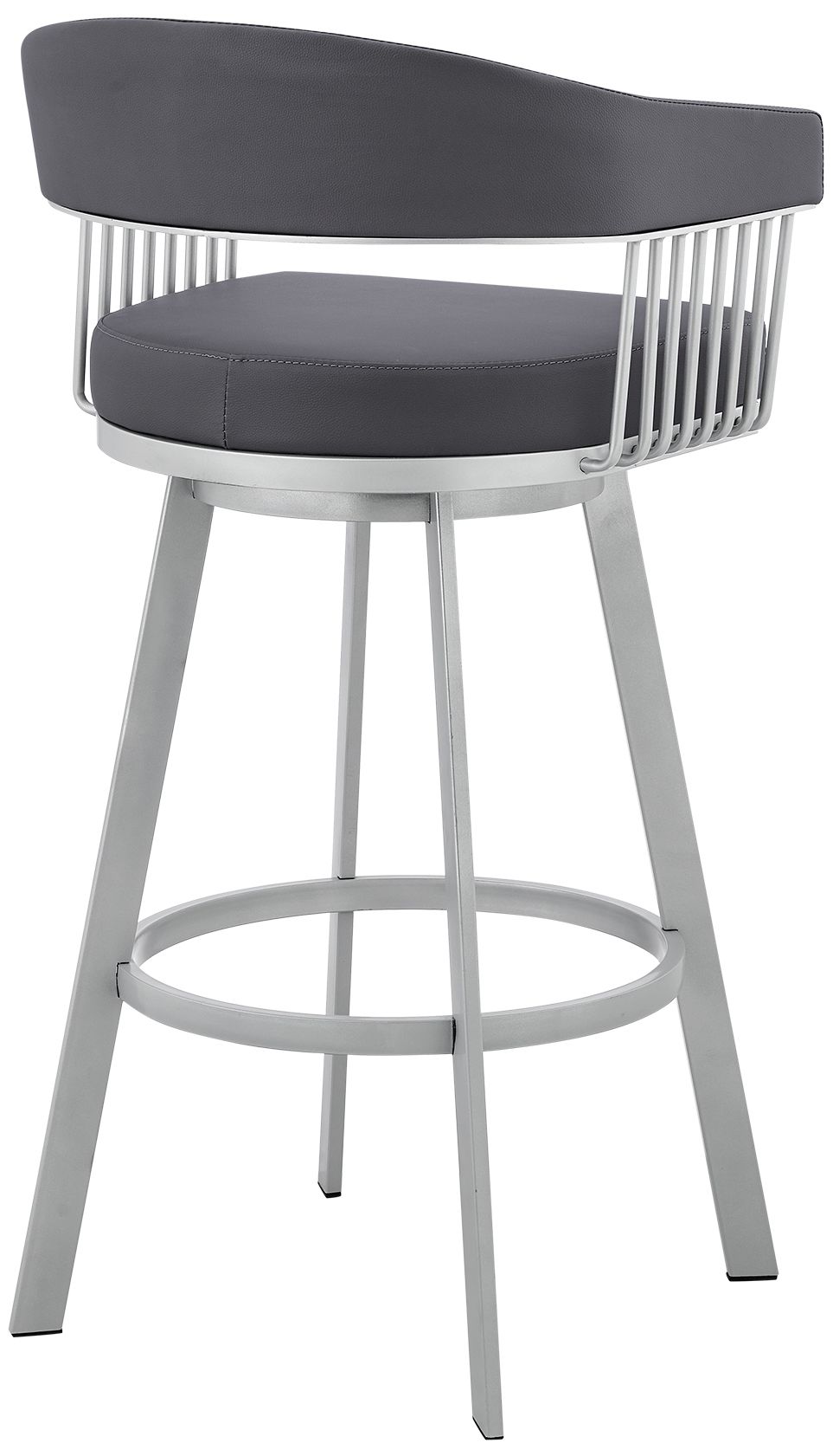 Image 5 Bronson 25 in. Barstool in Silver Finish with Slate Grey Faux Leather more views